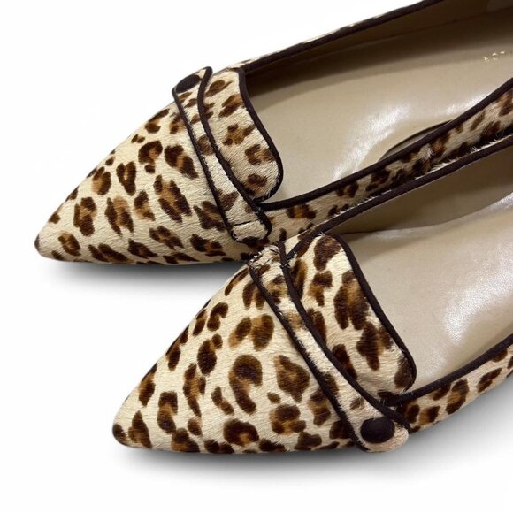 Ann Taylor Leopard Calf Hair Pointed Toe‎ Flats Loafers Slip On Dress Shoes Size - Picture 3 of 4